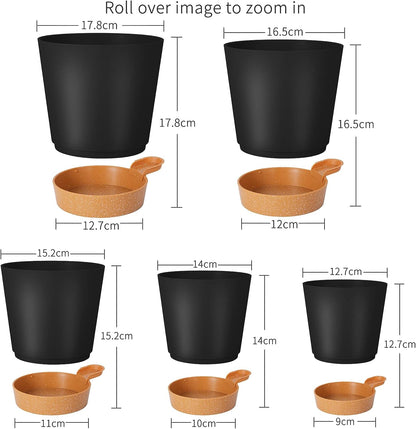 Black Self Watering Plant Pots sub-irrigation selfwatering pots