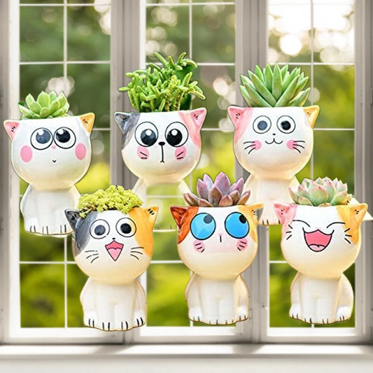Cute Cartoon Animal Cat Shaped Succulent Cactus Flower Pot/Plant Pots/Planter for Home Garden Office Desktop Decoration