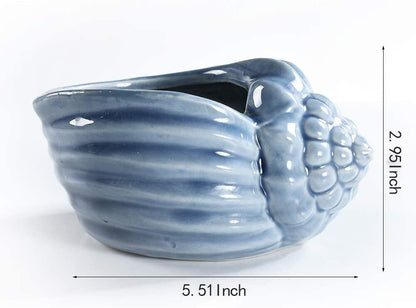 Sea Shell Blue Conch Ocean Sea Animal Beached Themed - Ceramic Plant Pot Succulent or Cactus