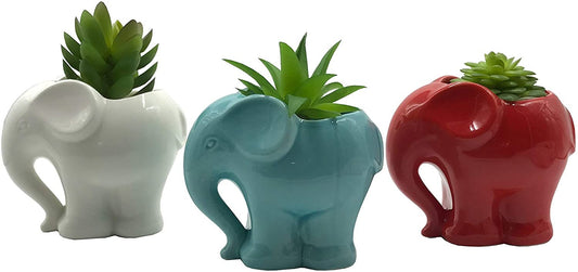 Modern Elegant Elephant Well Made Hand Made Ceramic Plant Pot -  Succulent Cactus Vase Flower Elephant Animal Pot Great Animal Lover Gift